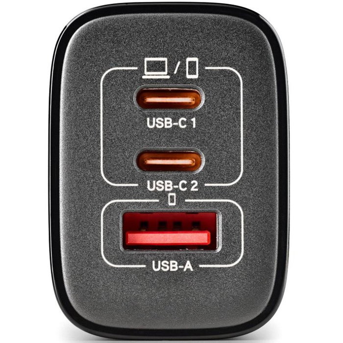 NGS Cargador de Pared GaN ERA 65W con 2 USB-C y 1 USB-A Negro